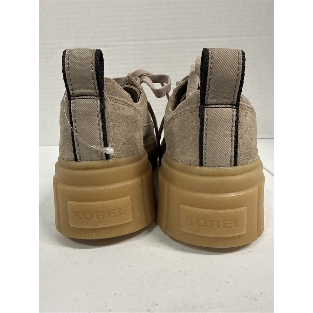 SOREL Waterproof Suede  Sneaker lifted Beige Rubber Sole Round Toe women's 10.5 - Picture 5 of 11